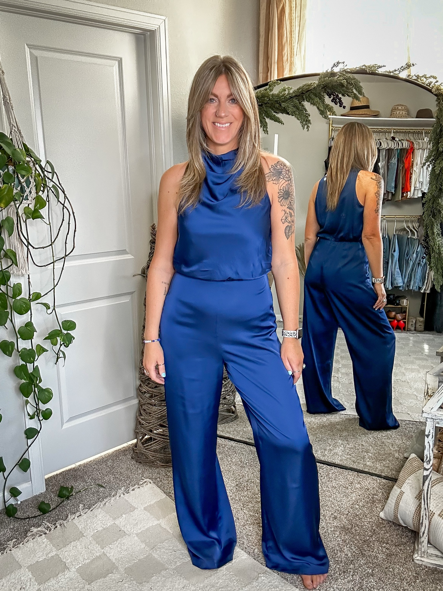 Satin jumpsuit- medium tall, available in 3 colors


#LTKHoliday #LTKMidsize #LTKParties