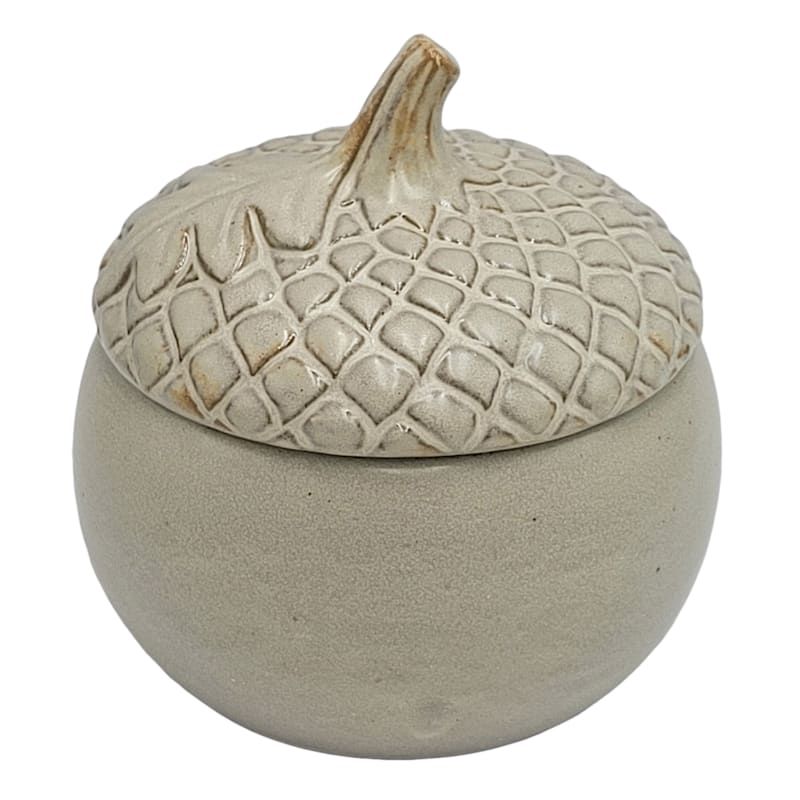 White Stoneware Acorn Jar, 5" | At Home