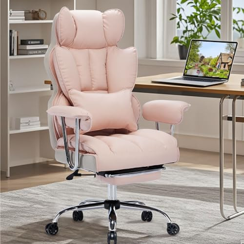 Efomao Big and Tall Office Chair 400LBS - Pink Heavy Duty Executive Office Chair with Footrest, E... | Amazon (US)