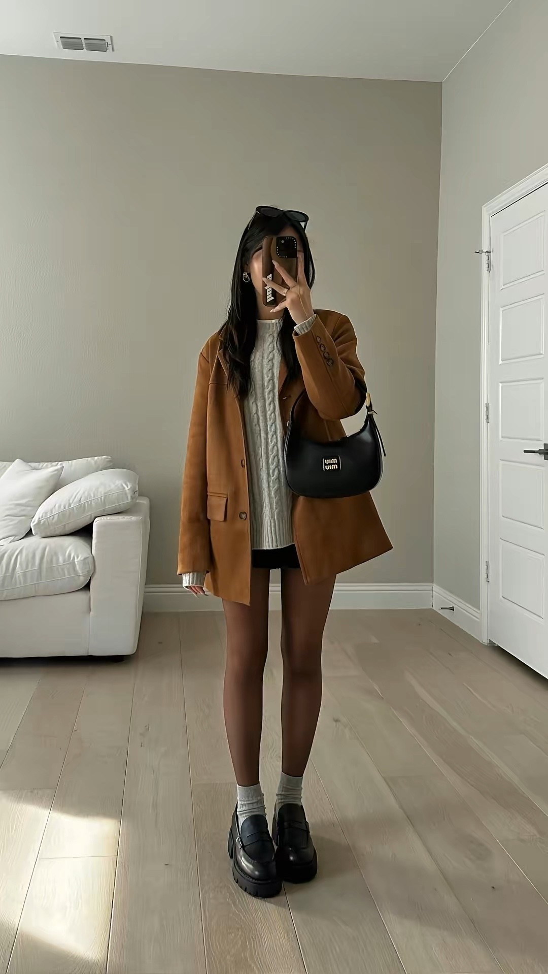 - jacket is size S
- sweater is old hollister but linked one that looks super similar 
- skirt is size xxs 
- tights are color mocha