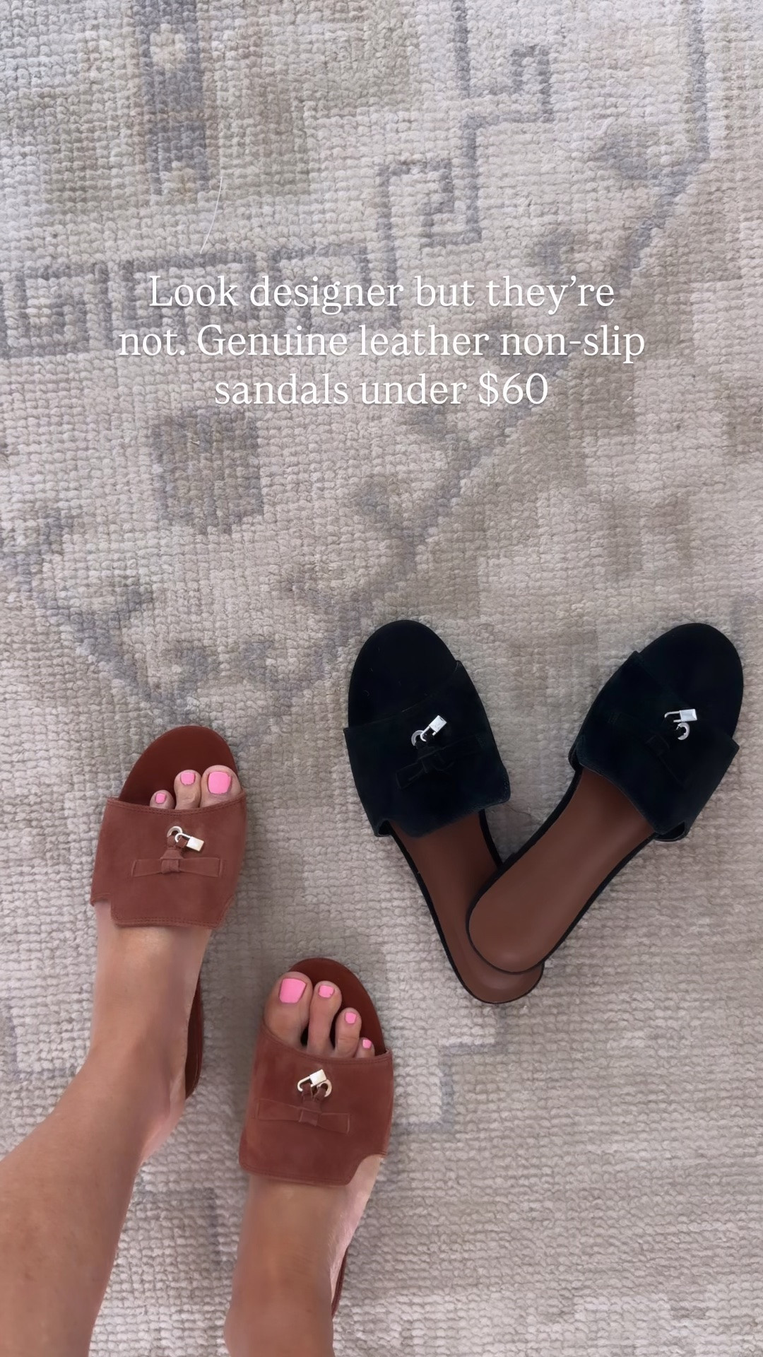 If between sizes, I recommend sizing up in these genuine leather slides

#LTKOver40