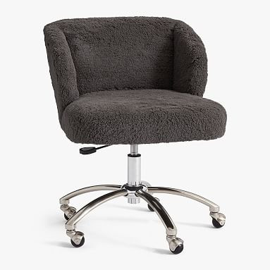 Sherpa Wingback Swivel Desk Chair - Charcoal | Pottery Barn Teen | Pottery Barn Teen