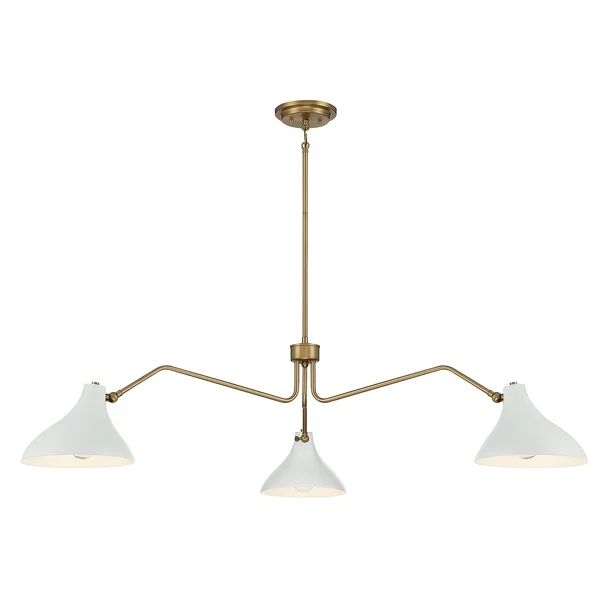 3 Light Pendant in White with Natural Brass by Meridian Lighting M7019WHNB | Walmart (US)