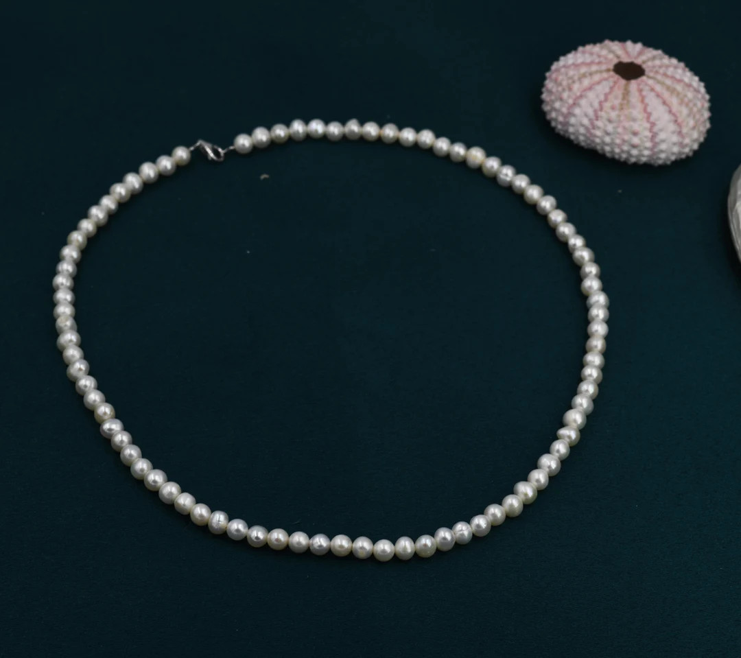 Genuine Freshwater Pearl Necklace in Sterling Silver Slightly - Etsy UK | Etsy (UK)