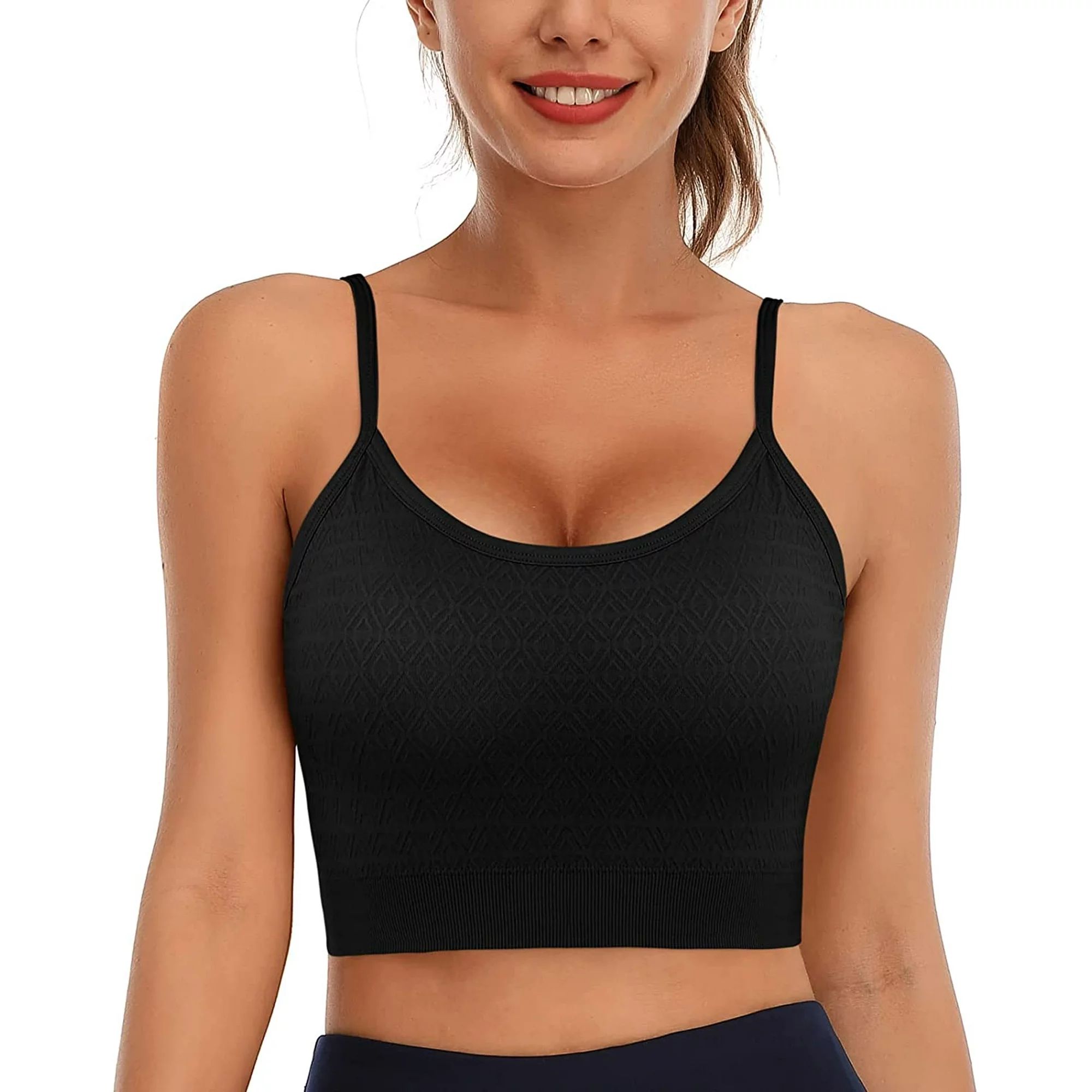Attraco Women's Padded Yoga Crop Tank Tops Sports Bras Fitness Workout Cami | Walmart (US)
