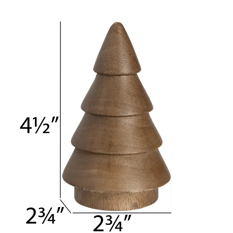 Brown Mango Wood Christmas Tree Tabletop Decoration, 4.5 in, by Holiday Time - Walmart.com | Walmart (US)