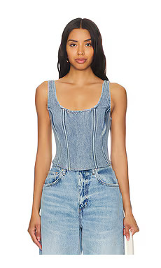 WeWoreWhat Denim Scoop Corset Top in Denim Blue from Revolve.com | Revolve Clothing (Global)