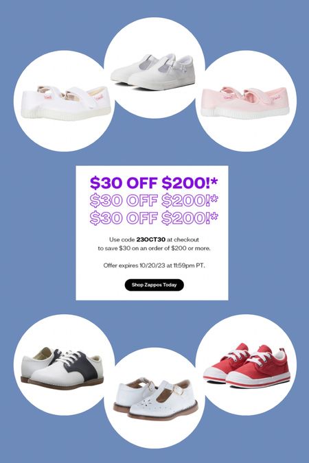If you spend $200 or more you can get $30 OFF at Zappos through Oct. 20th on select brands.

#LTKsalealert #LTKkids #LTKshoecrush