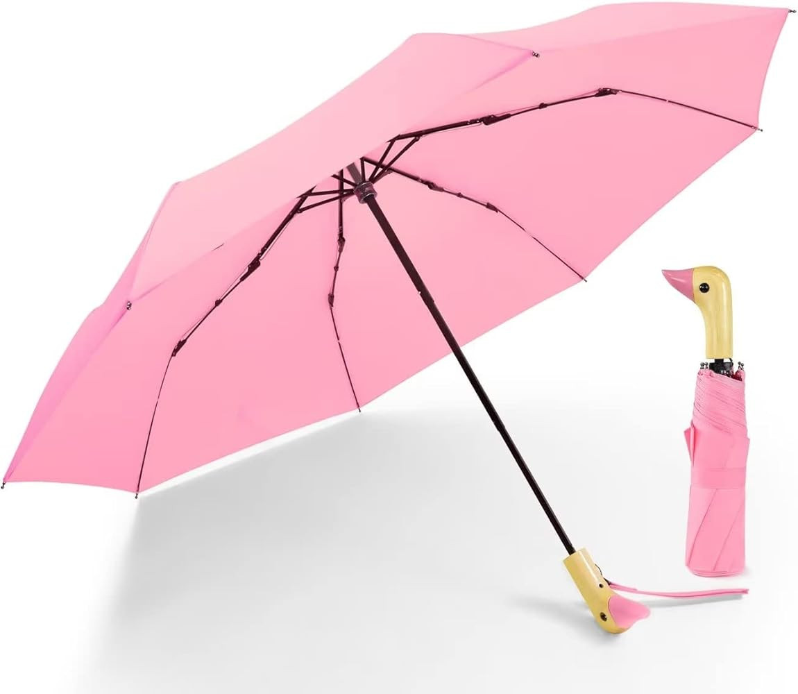 LEAGERA Compact Umbrellas for Rain&Sun, Travel Umbrella Cute Duck Head Handle Design for Girls Gi... | Amazon (US)