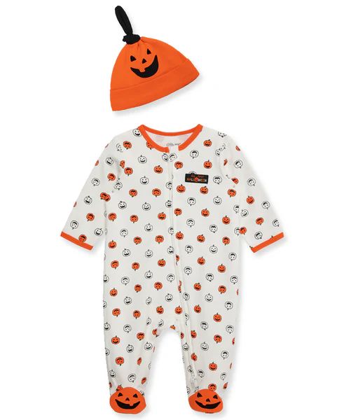 Halloween Pumpkin Footed One-Piece and Hat (NB-9M) | Little Me