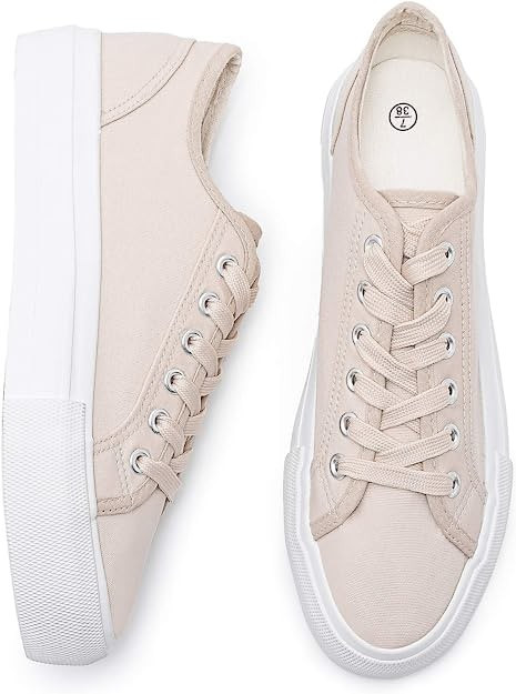 HYPOCRUTE Women’s White Platform Sneakers Canvas Slip On Shoes Low Top Casual Sneakers Elastic ... | Amazon (US)