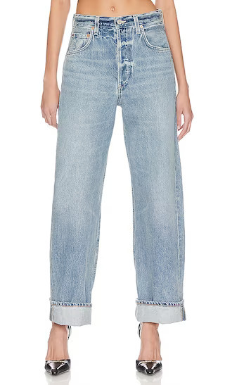 Citizens of Humanity Ayla Baggy Cuffed Crop Jeans in Baby Blue. - size 29 | Revolve Clothing (Global)