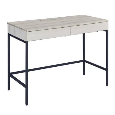 Natural and Black Writing Desk with 2 Drawers, Combining Rustic Charm and Modern Functionality for Enhanced Productivity. | Wayfair North America