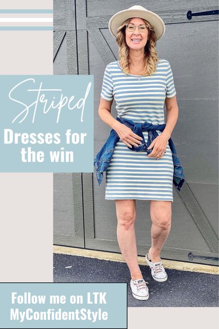 Stuck on stripes! They go with everything and instantly add interest to your look. So easy to style and great as a travel outfit, brunch with friends or a day at the farmers market. 

#Dress #SummerDress #StripedDress #TravrlOutfit #EasyOutfit #ClassicLook #CountryConcertOutfit

#LTKStyleTip #LTKSaleAlert #LTKTravel