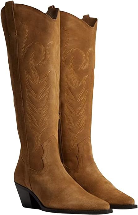 COCONUTS by Matisse Womens Agency Pointed Toe Boots Knee High Mid Heel 2-3" - White | Amazon (US)