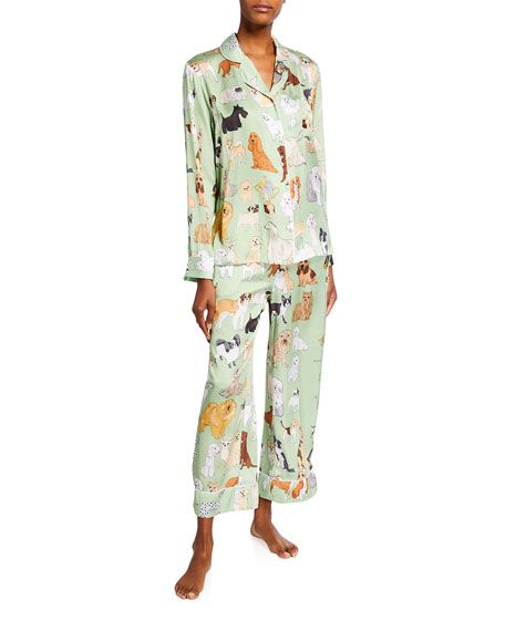 Karen Mabon Crufts Dog Print Wide-Leg Pajama Set | Neiman Marcus