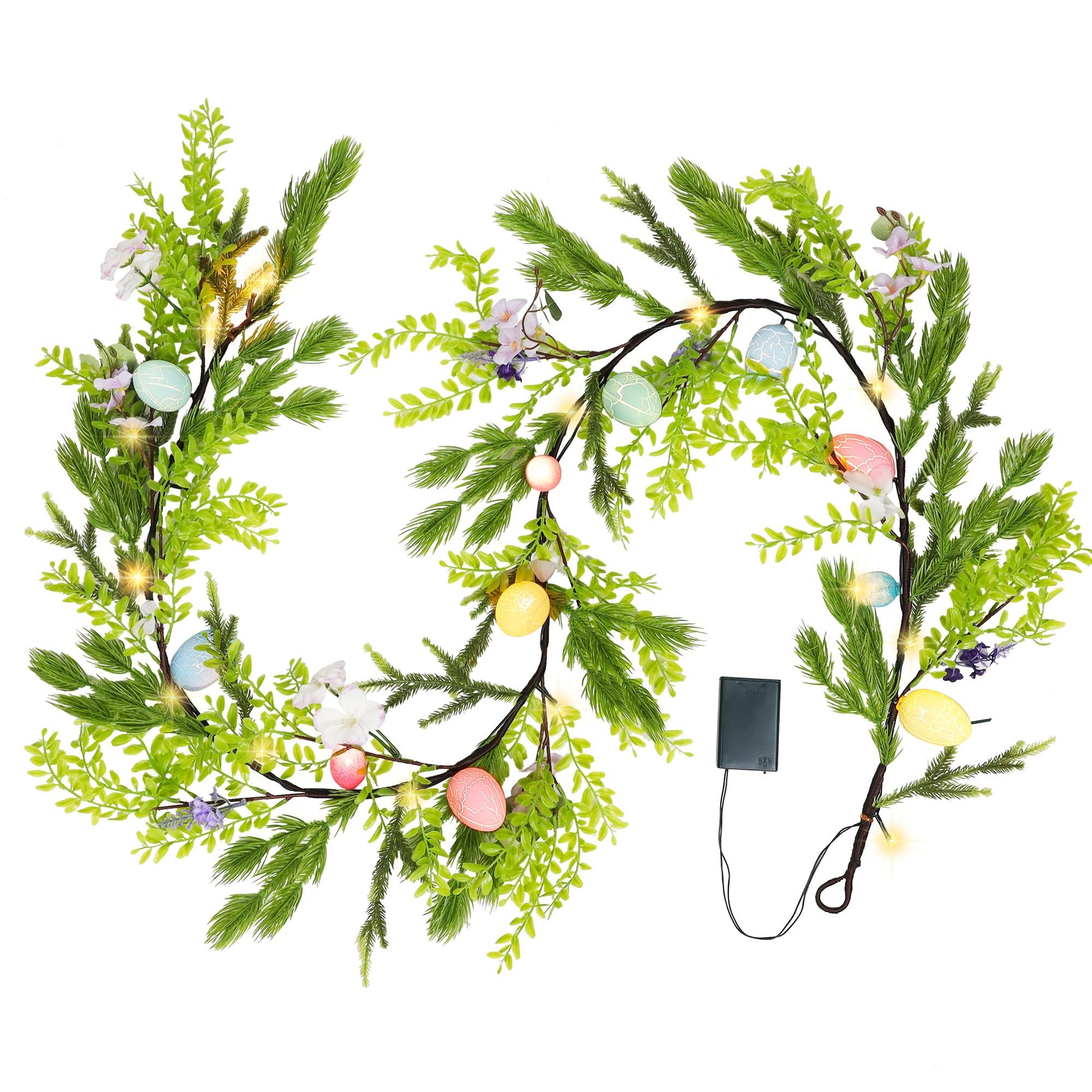 DR.DUDU 6 FT Lighted Easter Garland Decor-Artificial Spring Floral Garland with Easter Egg & 20 L... | Amazon (US)