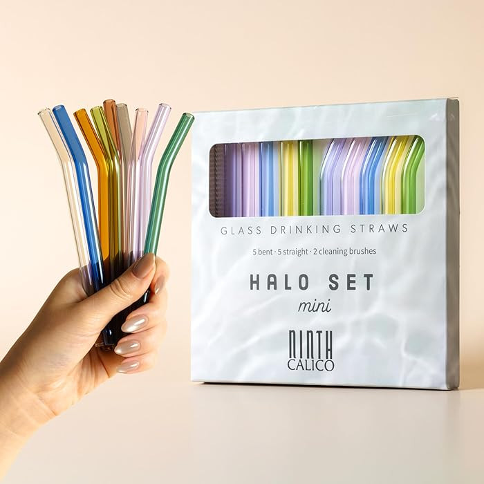 10 Pcs Reusable Glass Drinking Straws, Colorful and Durable Glass Straws for Beverages, Smoothies... | Amazon (US)