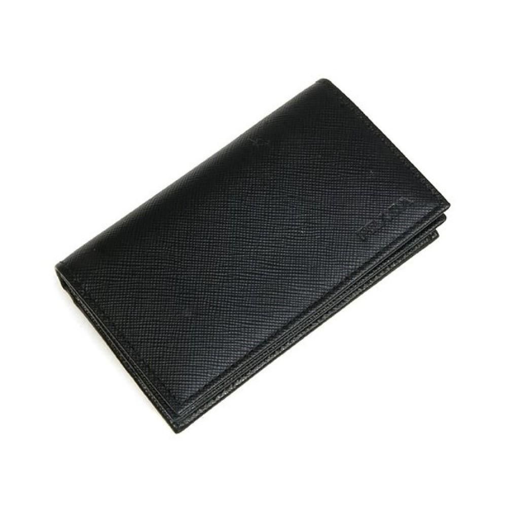 New Prada Mens Saffiano Flap Card Holder Wallet Black 2MC122 - Walmart.com | Walmart (US)