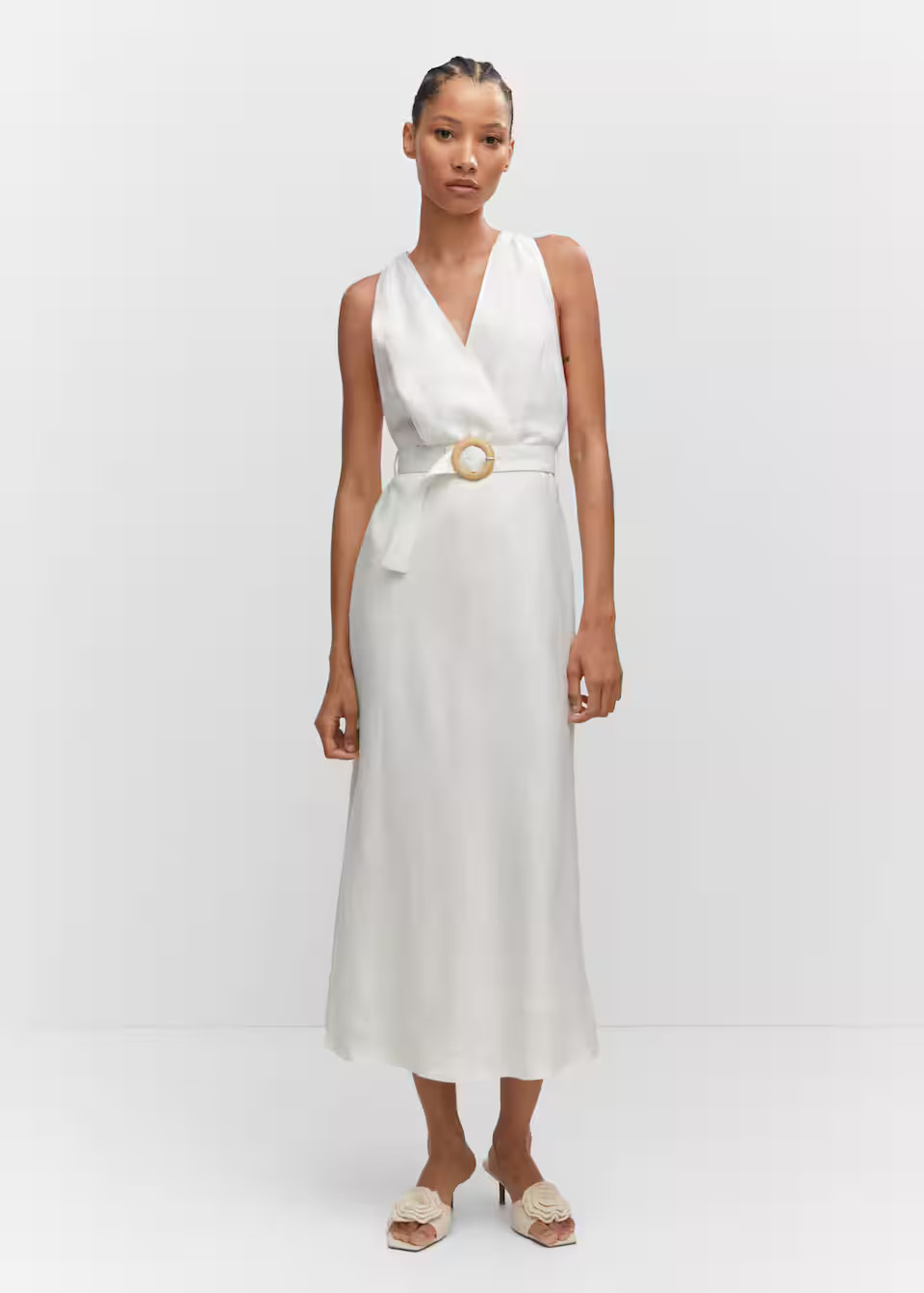 Belt linen dress | MANGO (US)