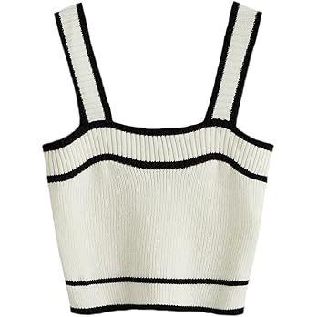 SweatyRocks Women's Sleeveless Ribbed Knit Spaghetti Strap Crop Cami Tank Top | Amazon (US)