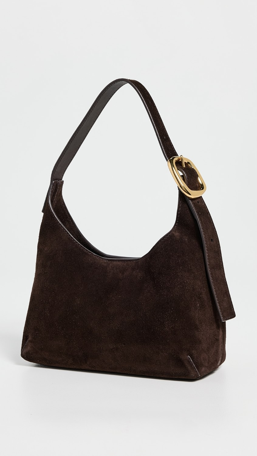 The Sculptural Buckle Shoulder Bag In Suede | Shopbop