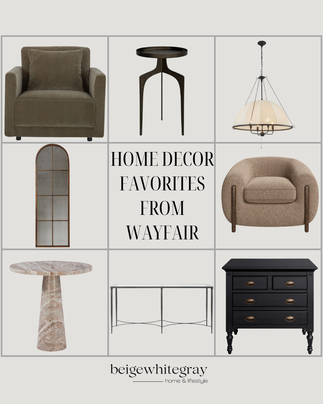 Wayfair home decor, Wayfair furniture, Wayfair finds, home decor favorites, affordable home decor, luxury home decor, neutral home decor, modern traditional decor, transitional home decor, accent chairs, arched mirror, marble side table, console table, bedroom furniture, living room decor, cozy home inspiration, interior design inspiration, designer finds, home decorating ideas, timeless home decor

#LTKHome