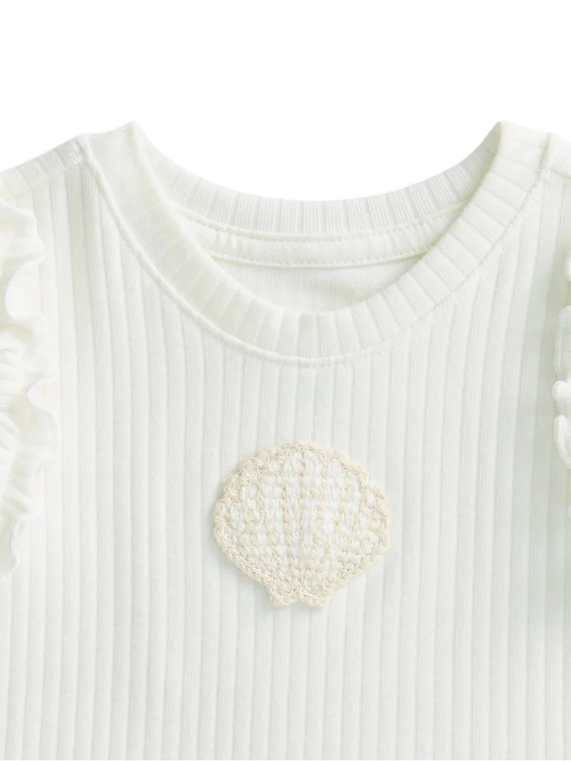 Wonder Nation Baby Girls Flutter Tee, Sizes 0M-24M | Walmart (US)
