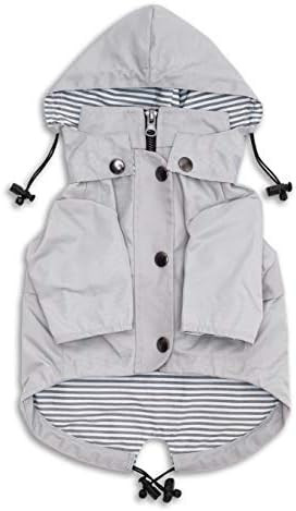 Ellie Dog Wear Zip Up Light Gray Dog Raincoat with Pockets, Water Resistant, Adjustable Drawstrin... | Amazon (US)