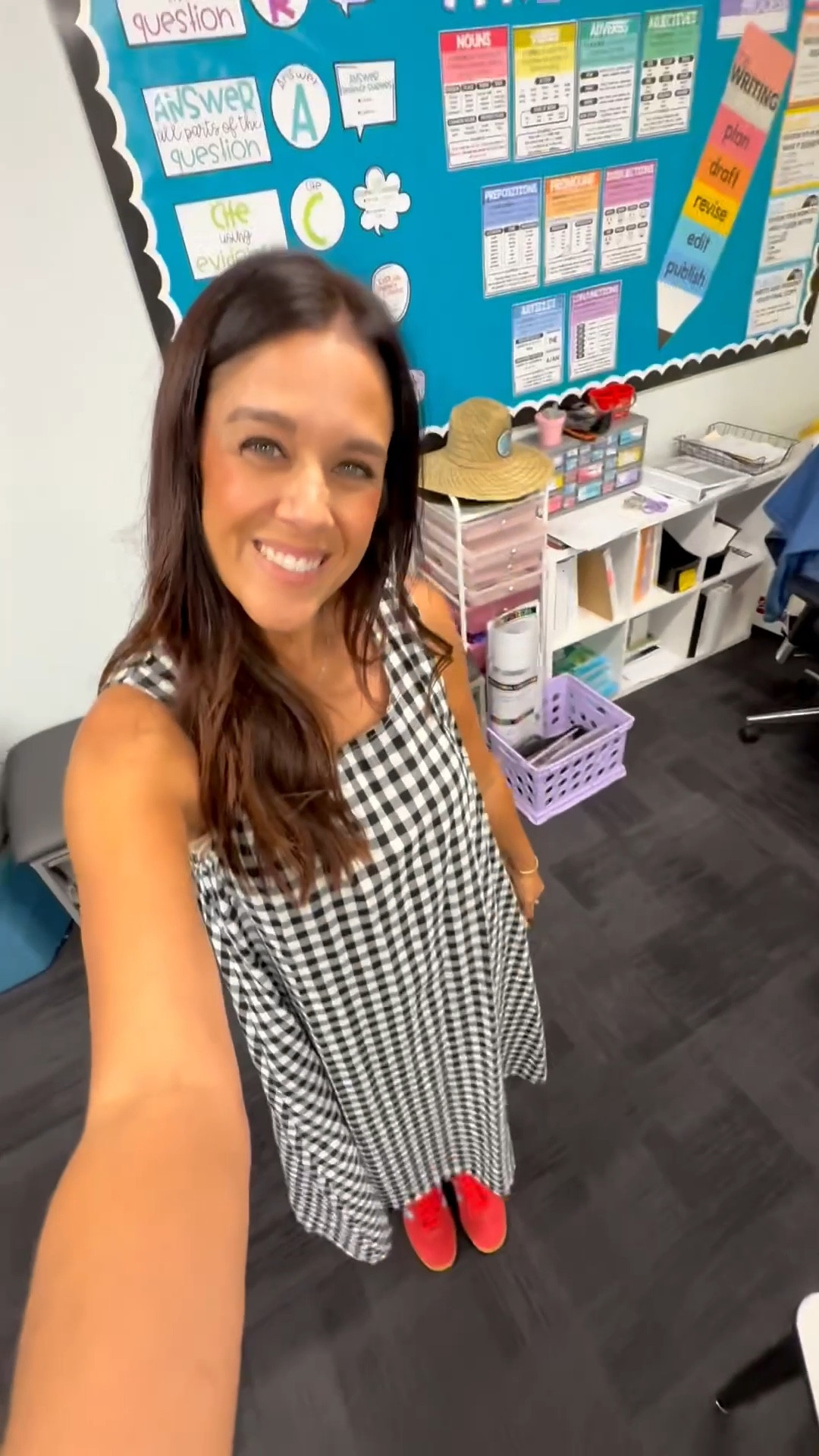 Gingham teacher dress from Amazon!