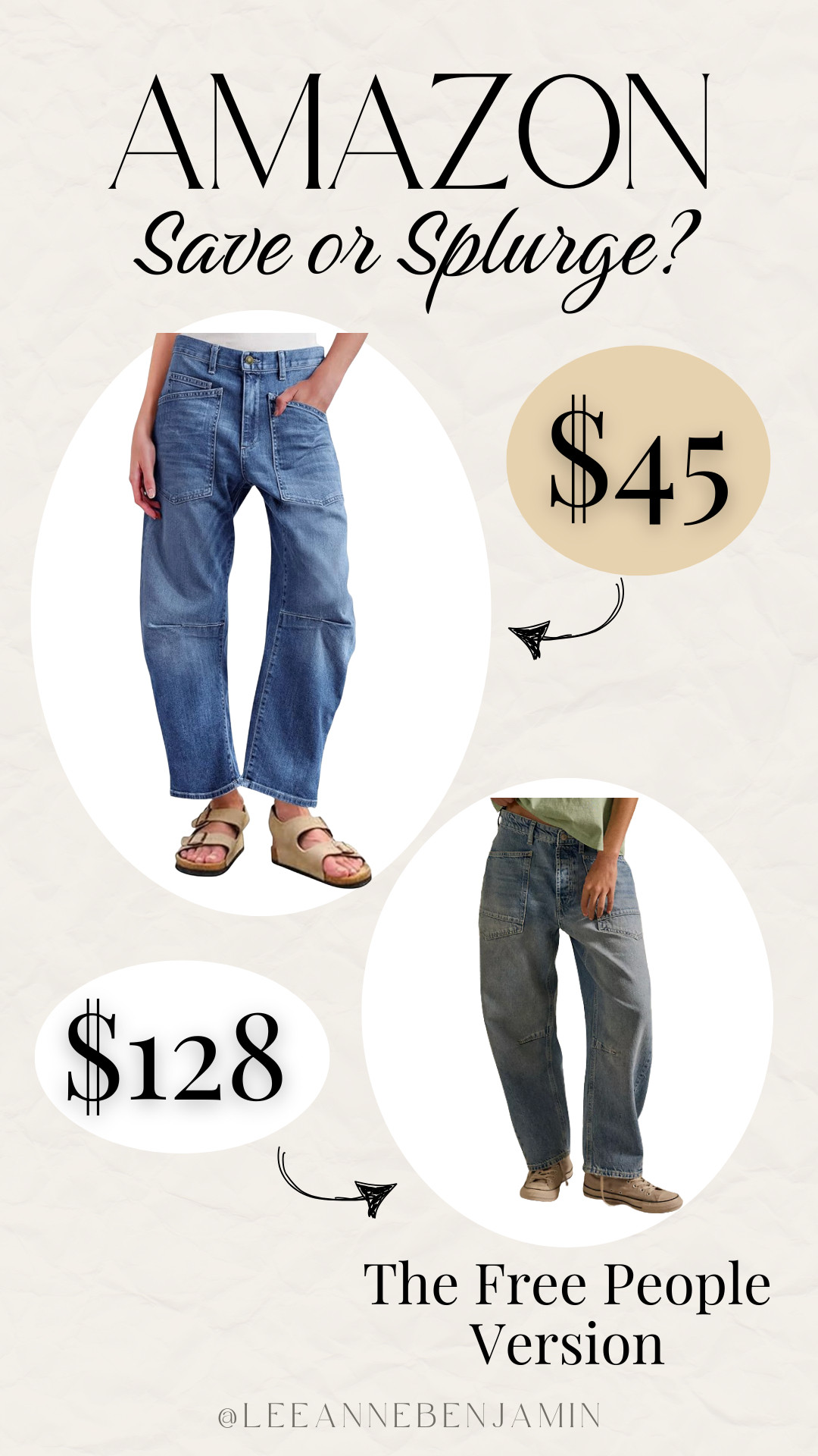 Would you save or splurge on these adorable barrel jeans?  

 #LTKootd #LTKOver40 #LTKSaleAlert