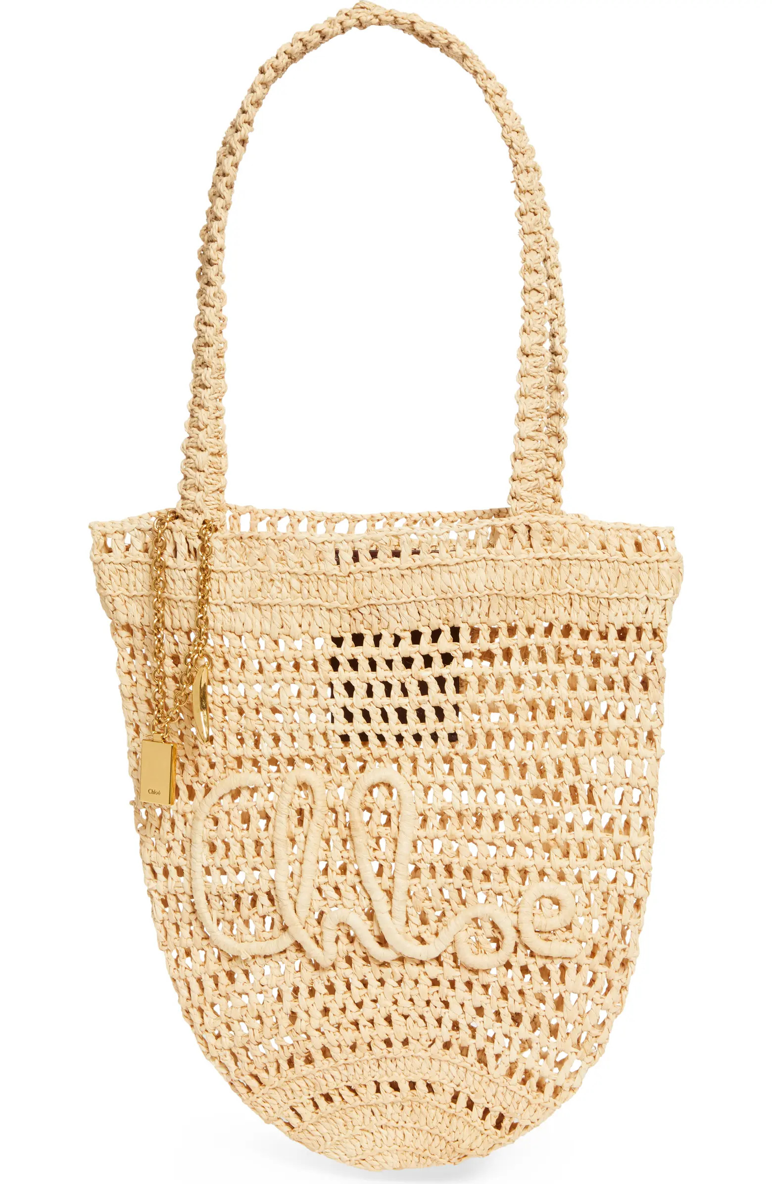 Small Summer Banana Crocheted Raffia Tote | Nordstrom