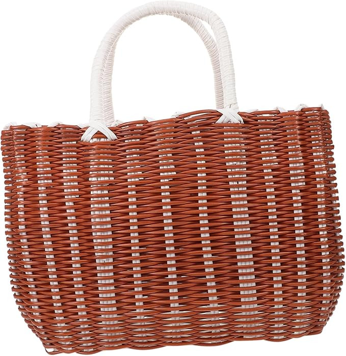 TOYANDONA Bathroom Storage Basket Handle Handwoven Tote for Organizing Kitchen Office and Shoppin... | Amazon (US)
