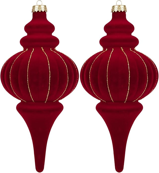 2 Pcs 10" Large Velvet Christmas Ball Ornaments - Luxury Baubles with Gold Glitter, Shatterproof ... | Amazon (US)