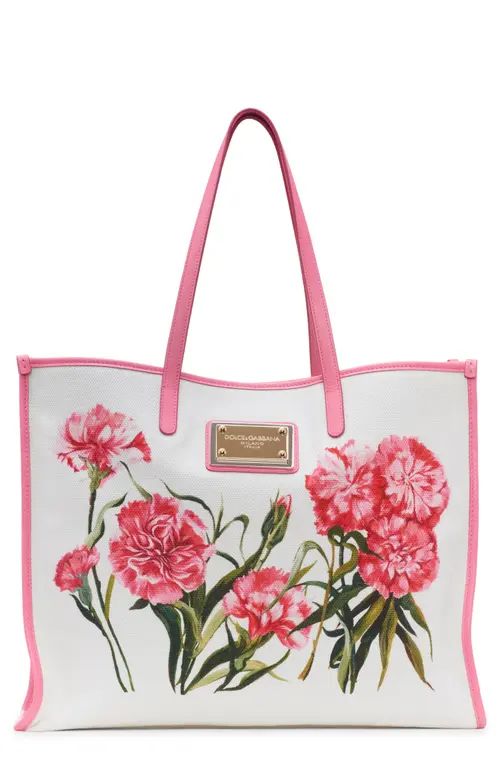 Dolce & Gabbana Floral Print Canvas Tote in Garofani at Nordstrom | Nordstrom