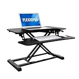 FlexiSpot Standing Desk Sit to Stand Gas Spring Riser Converter with Deep Keyboard Tray for Laptop - | Amazon (US)