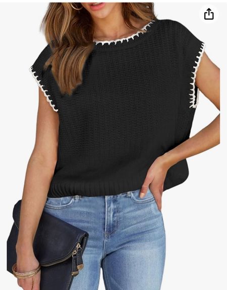 Knit sweater short sleeve tank top with cute stitching  

#LTKfindsunder50 #LTKworkwear #LTKover40