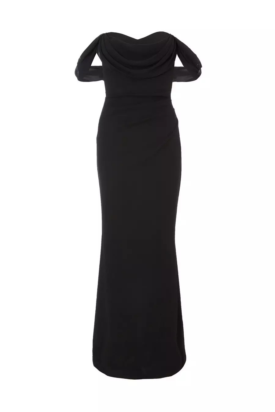 Home/Black Chiffon Bardot Maxi Dress | Quiz Clothing