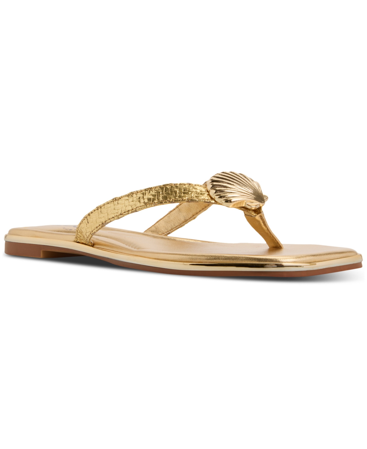 Aldo Women's Conchiglia Seashell Flat Thong Sandals - Metallic Gold | Macy's
