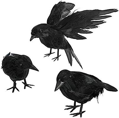 Halloween Crow Decorations - Realistic Handmade Crow Black Feathered Crow, Halloween Crows and Ra... | Amazon (US)