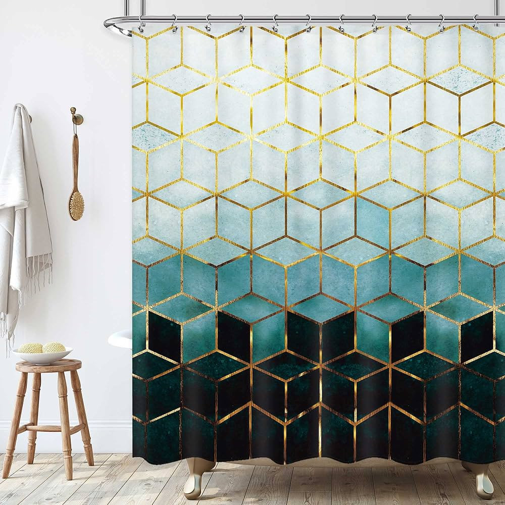 KOMLLEX Ombre Green Marble Shower Curtain for Bathroom Accessories 60Wx72H Inch Abstract Geometri... | Amazon (US)