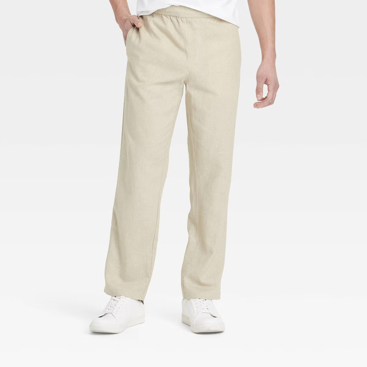 Men's Linen Blend Pull-On Pants - Goodfellow & Co™ Cream | Target