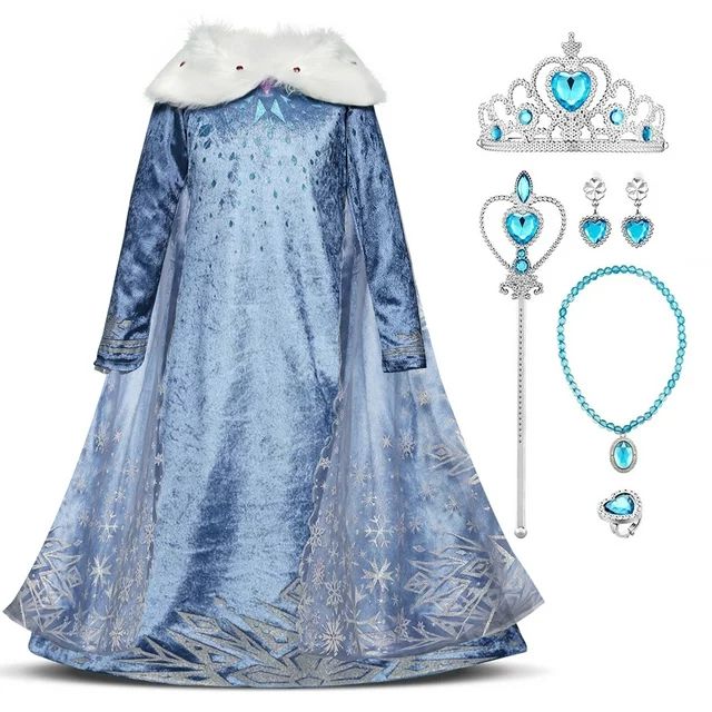 IBTOM CASTLE Girls Anna Elsa Fancy Dress Princess Frozen Cosplay Costume Children Ice Queen Snowf... | Walmart (US)