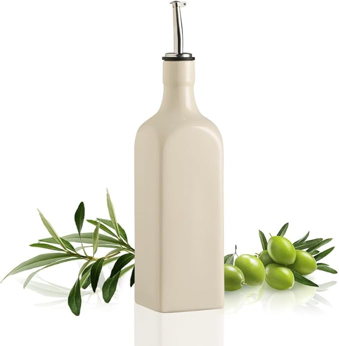 Sweejar 19 Fl Oz Ceramic Olive Oil Dispenser Bottle with Spout, Large Oil Dispenser for Kitchen, ... | Amazon (US)
