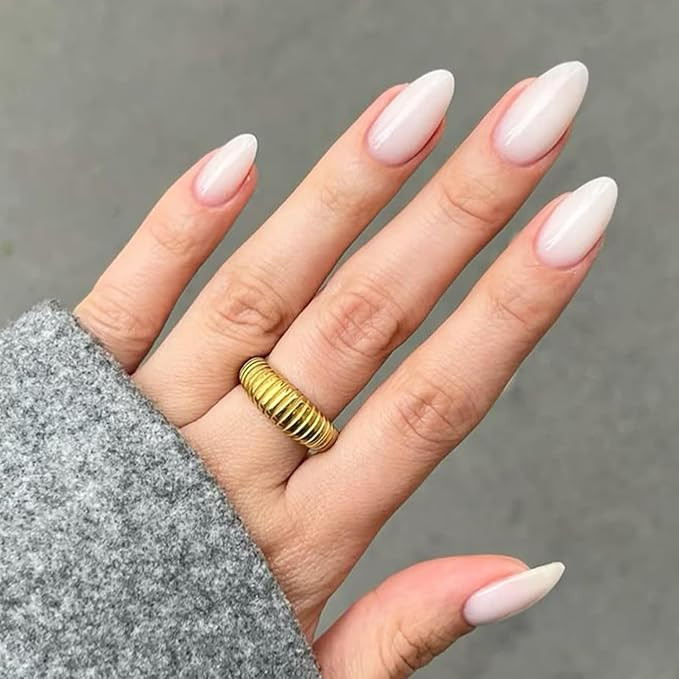 Modelones Milky White Press on Nails Almond, Spring Short Fake Nails, Reusable Nail Kit with Nail... | Amazon (US)