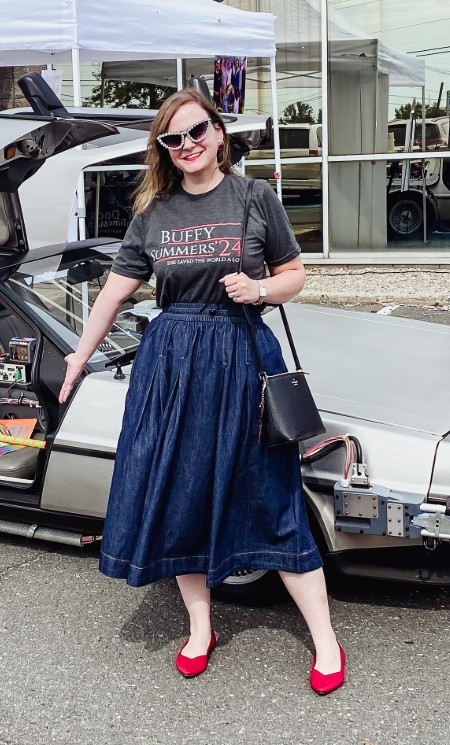 Denim midi skirt - went down 1 size 

#LTKFindsUnder50 #LTKStyleTip #LTKMidsize