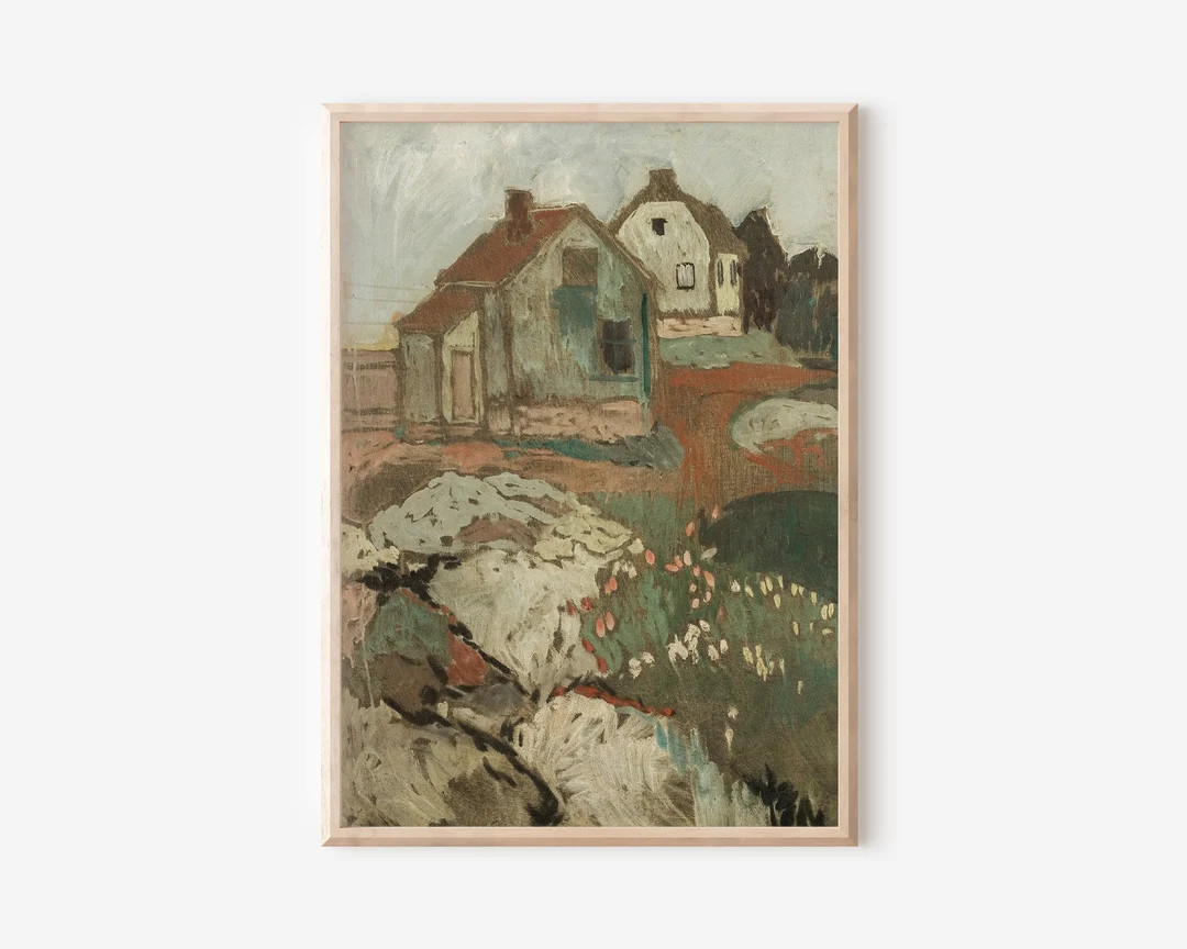 Cottage Core Decor Landscape Oil Painting | Neutral Wall Art Downloadable Print | Moody Wall Art ... | Etsy (US)