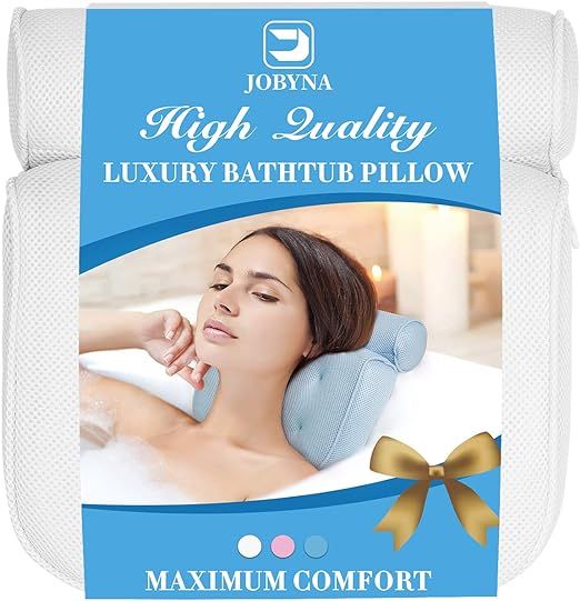 JOBYNA Bath Pillow, 3D Breathable Air Mesh Bathtub Pillow, 6 Powerful Suction Cups Spa Bath Pillo... | Amazon (US)