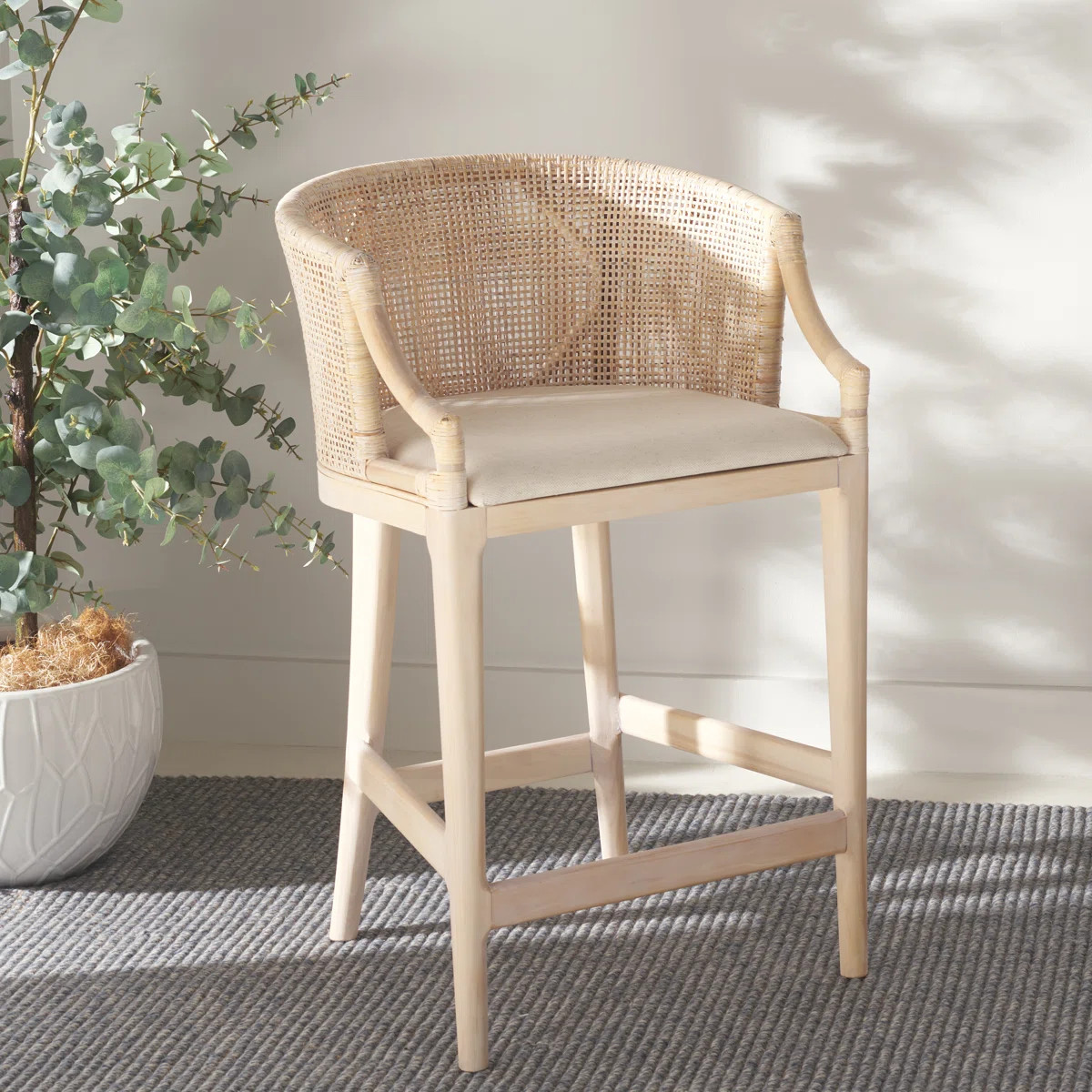 Carneshia Upholstered Solid Wood Counter Stool | Wayfair North America