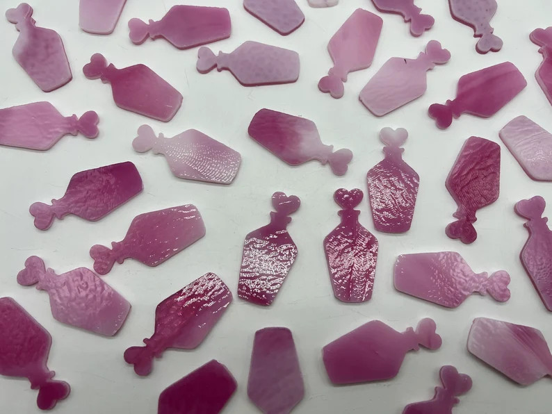 COE90 Waterjet Cut Love Potion Bottles Cut 3mm Light Pink Striker/white Streaky Fusible Art Glass... | Etsy (US)